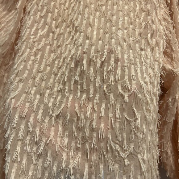 Zara Salmon Pink Balloon Sleeve Feather Blouse Women’s Size S - Picture 7 of 7